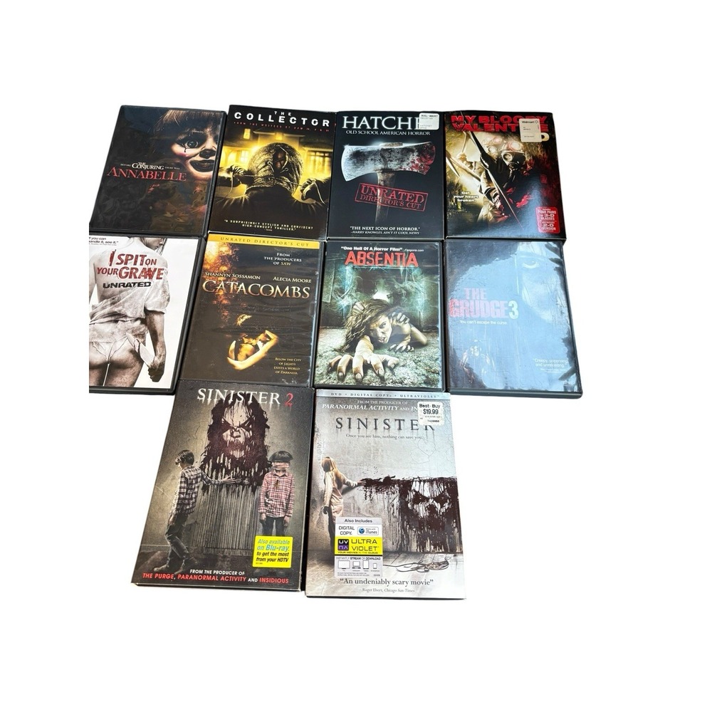 Horror DVD Lot 10 Movies Annabelle Sinister Hatchet Collector Grudge Unrated 3D